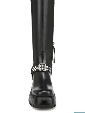 Circus by Sam Edelman Black Studded Knee-High Buckle Boot